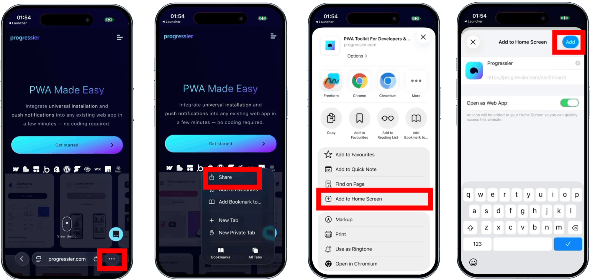 Process of installing a PWA on iOS