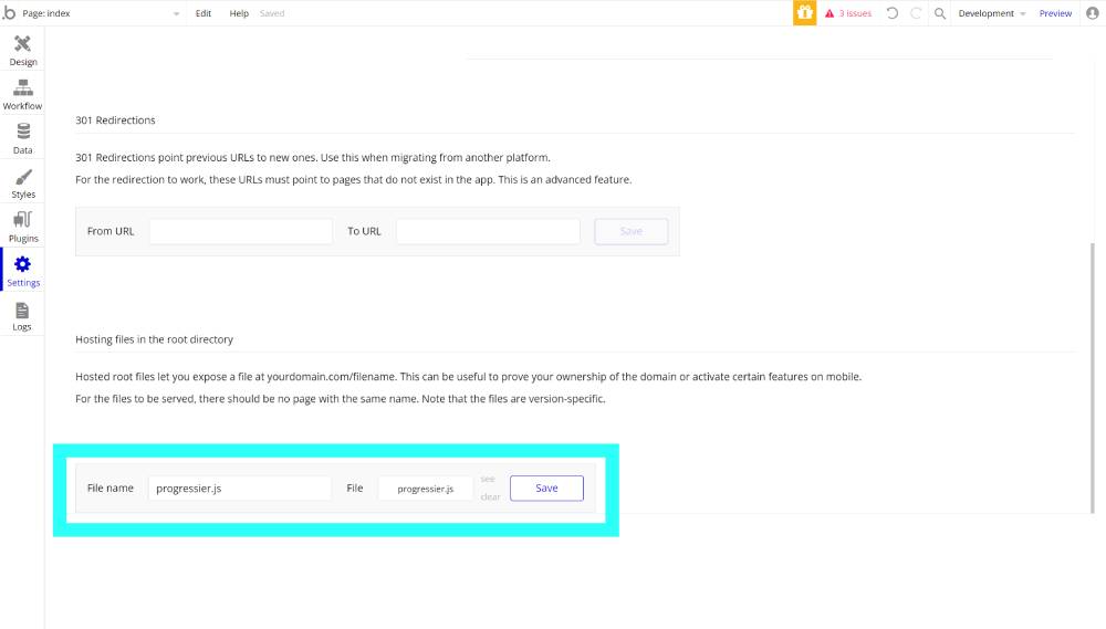 Illustration screenshot for Add the service worker to your Bubble app
