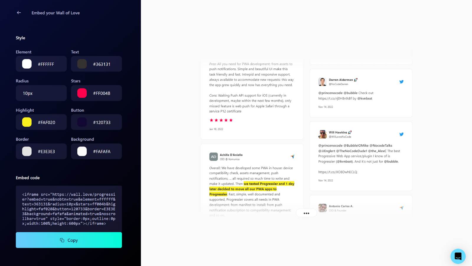 Illustration screenshot for Seamless Testimonial Integration