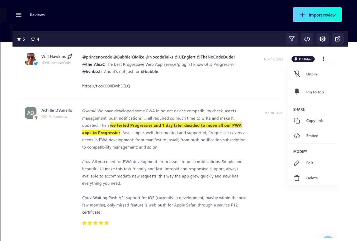 Illustration screenshot for Comprehensive Review Management