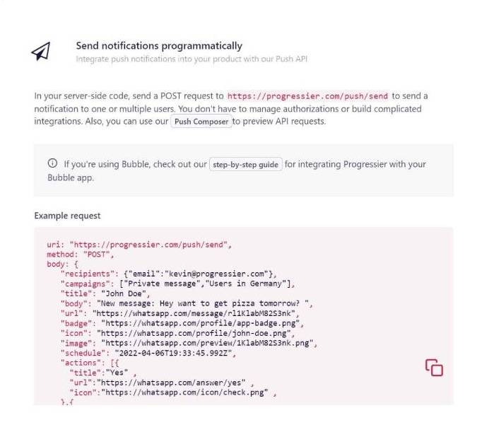Illustration screenshot for Automated Push API