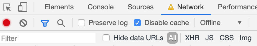 Chrome's Network tab 'Disable cache' switch